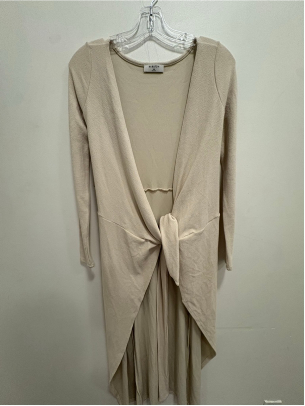 Aritzia Babaton Gaudi Wrap Dress Silver Birch Midi Jersey Tie Waist XXS - Picture 3 of 7
